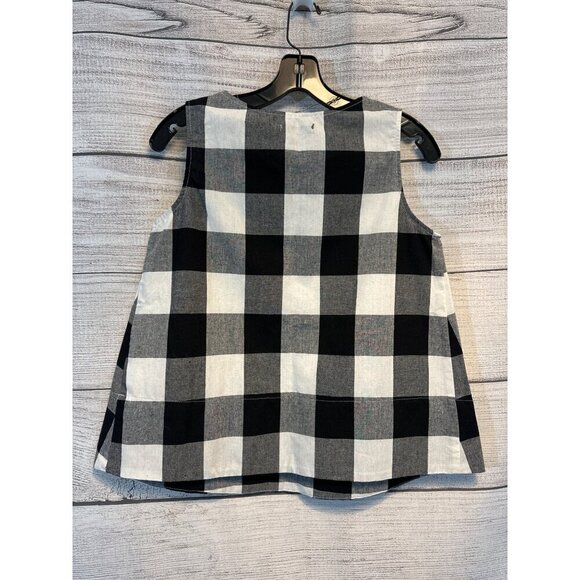 NWOT Shein Black & White Checkered Sleeveless Top w Belt Size M - Picture 3 of 4